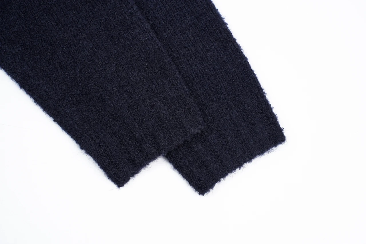 Miu Miu Navy Boucle Wool Crewneck Sweater product photo from LabelPicks