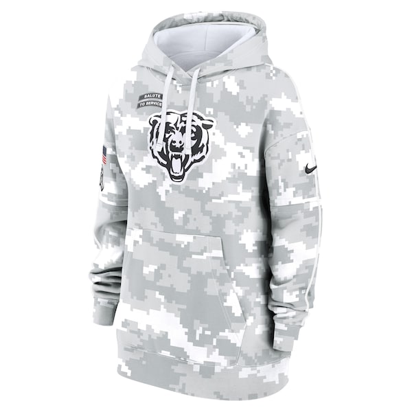 Chicago Bears Nike Women's 2024 Salute To Service Club Fleece Pullover Hoodie - Arctic Camo