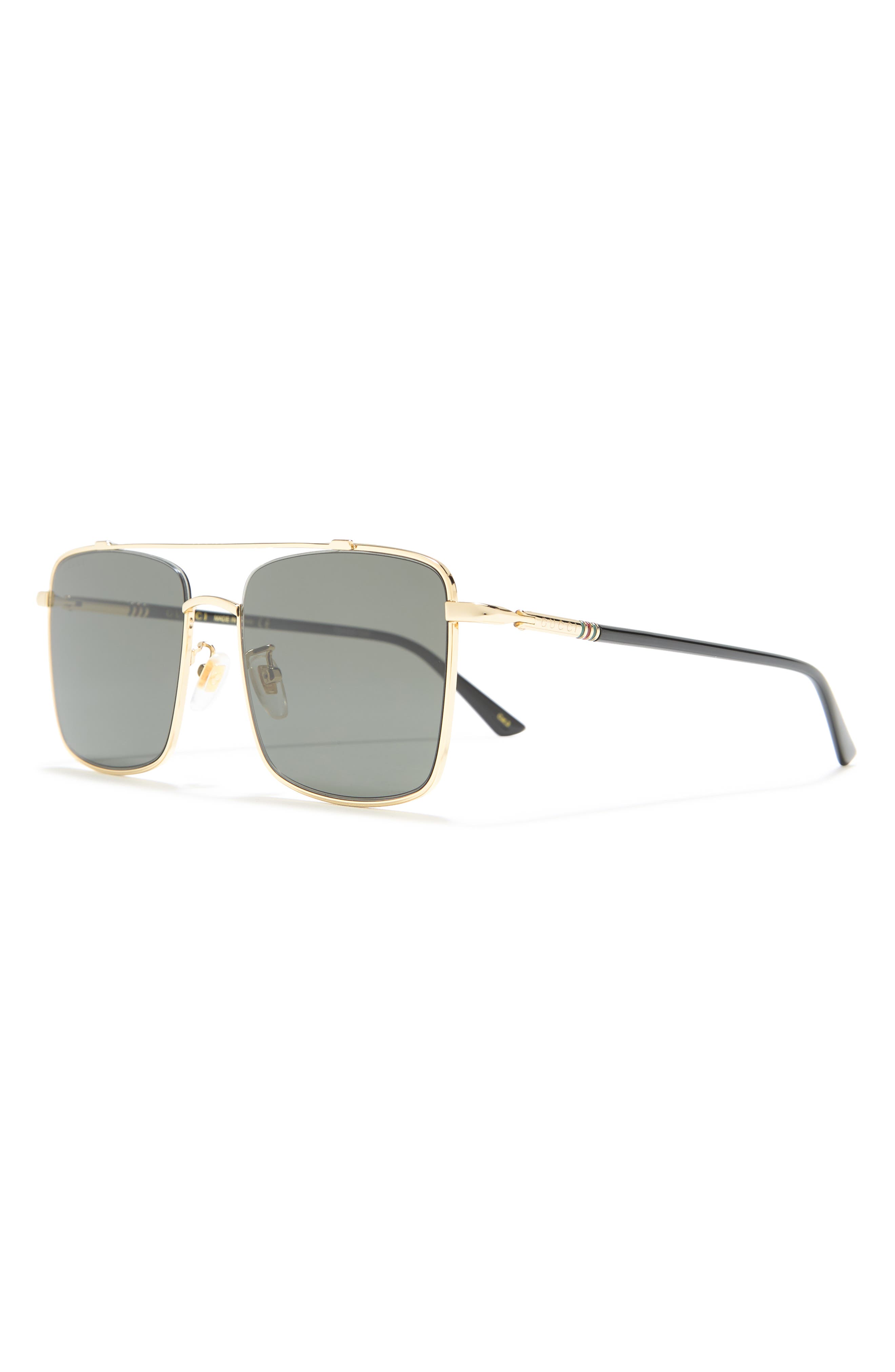 Gucci 56mm Rectangle Metal Frame Sunglasses