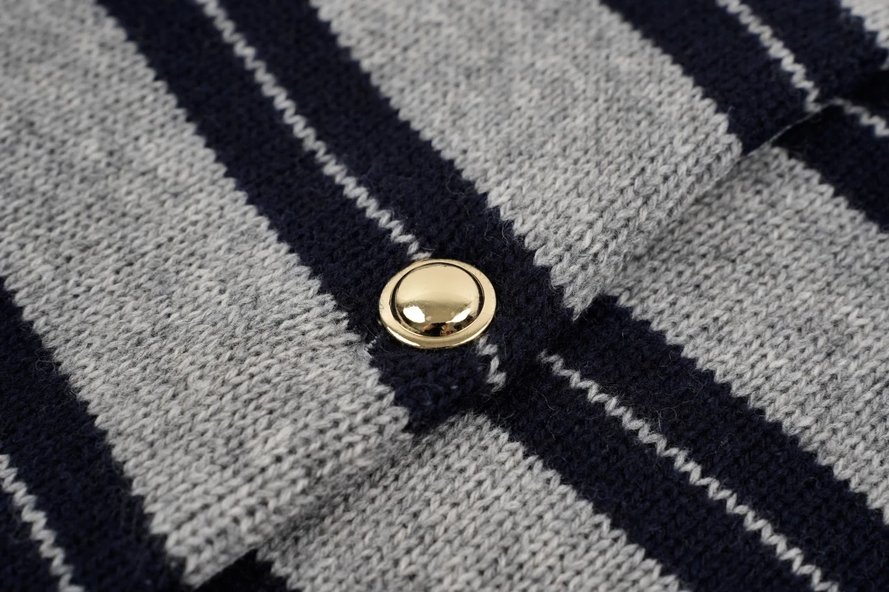 Miu Miu Grey Black Stripe Cashmere Cardigan product photo from LabelPicks
