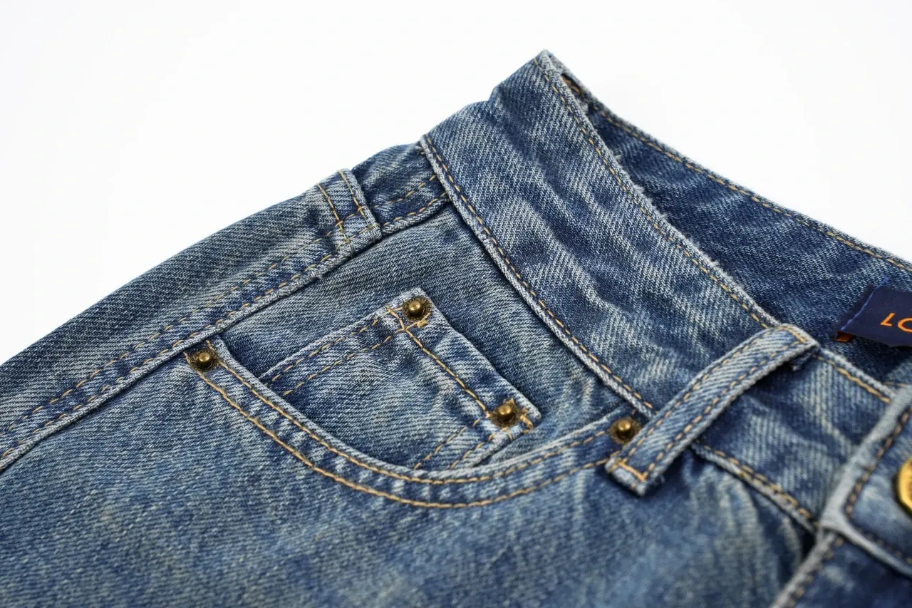Louis Vuitton Blue Logo Patch High Waist Straight Jeans product photo from LabelPicks