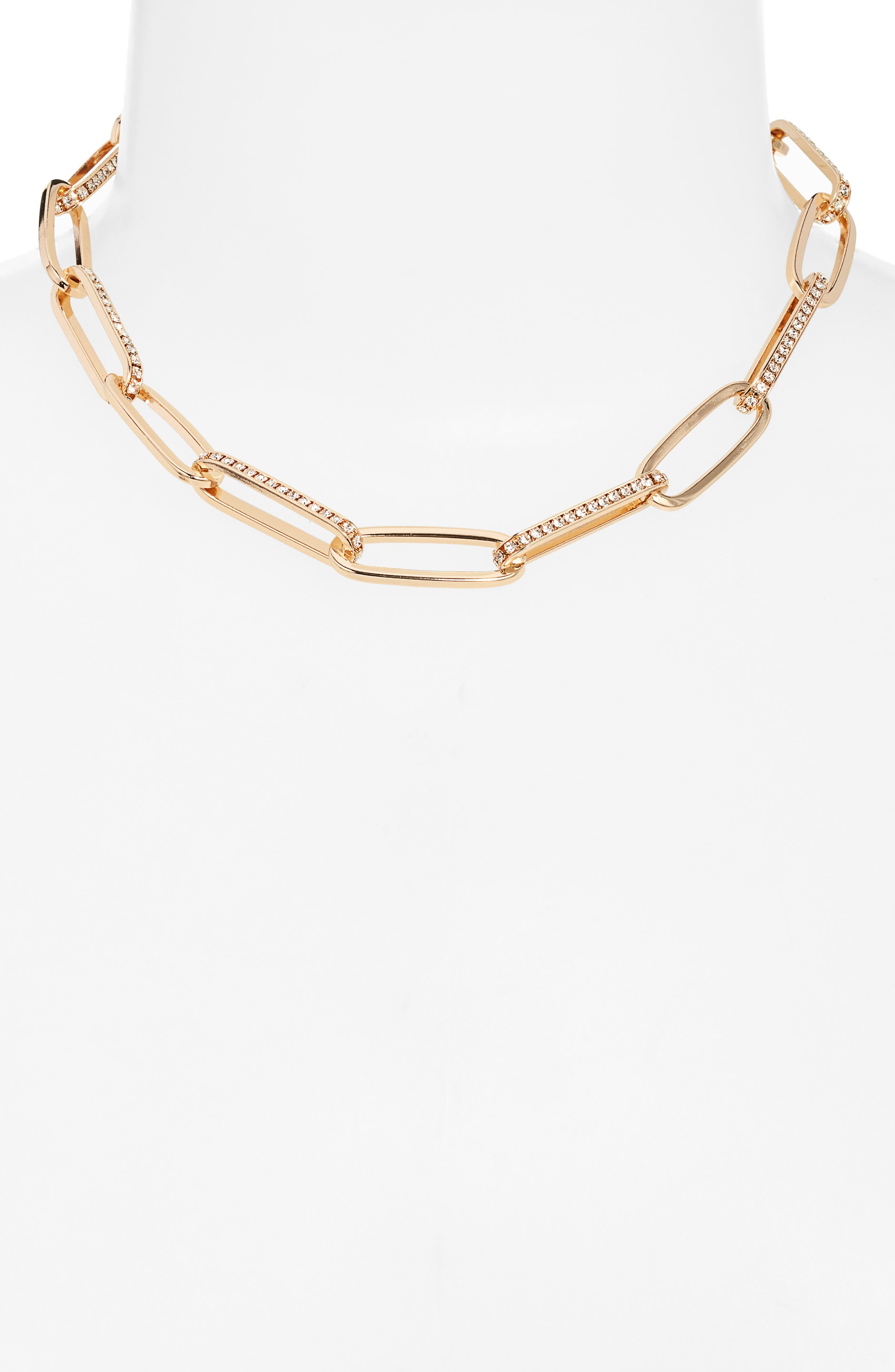 Nordstrom Rhinestone Paper Clip Chain Necklace