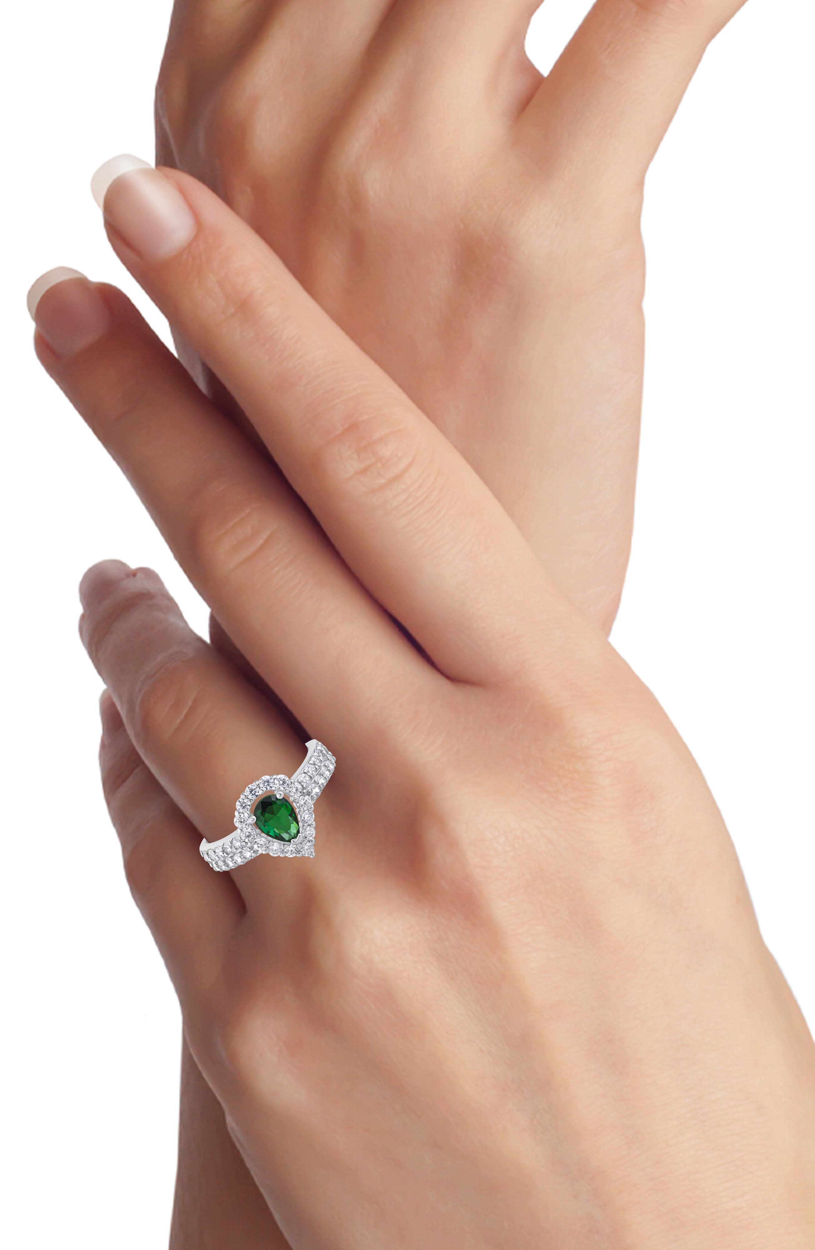 CZ by Kenneth Jay Lane Pear Cut Cubic Zirconia Halo Ring
