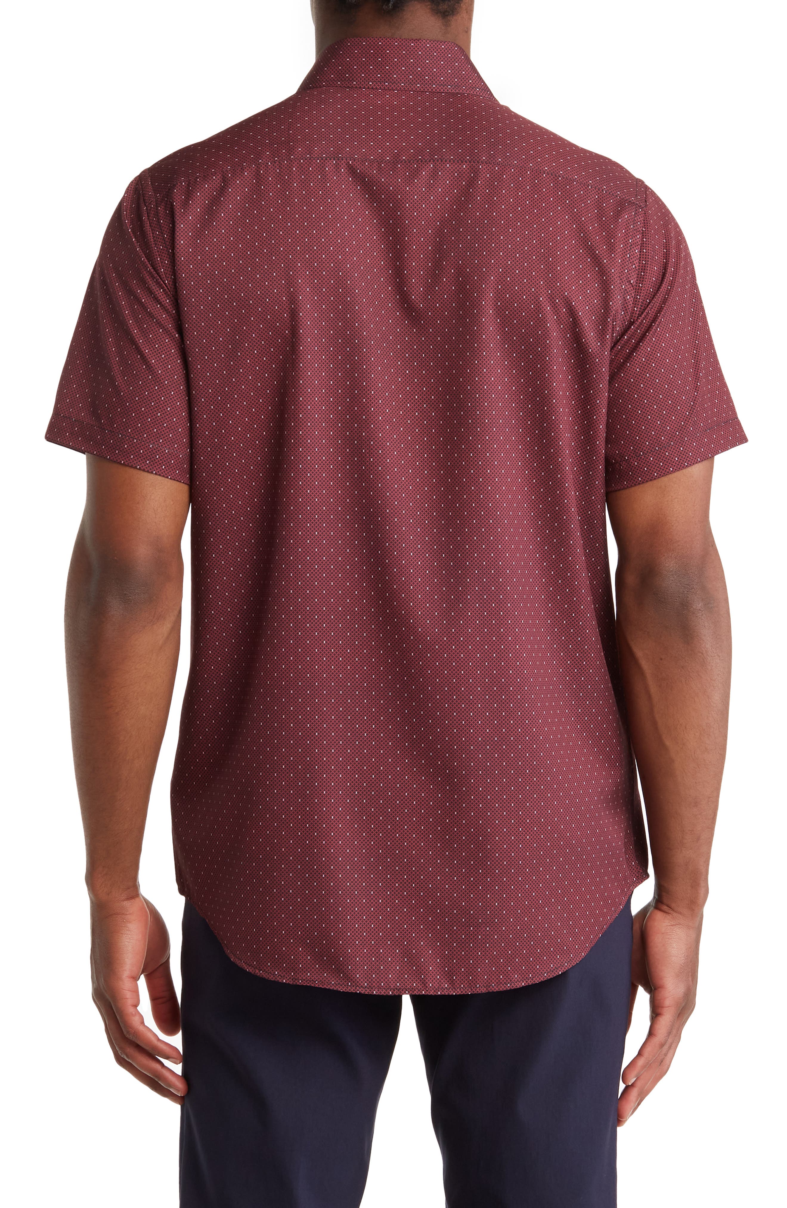 TOM BAINE Slim Fit Performance Short Sleeve Button-Up Shirt