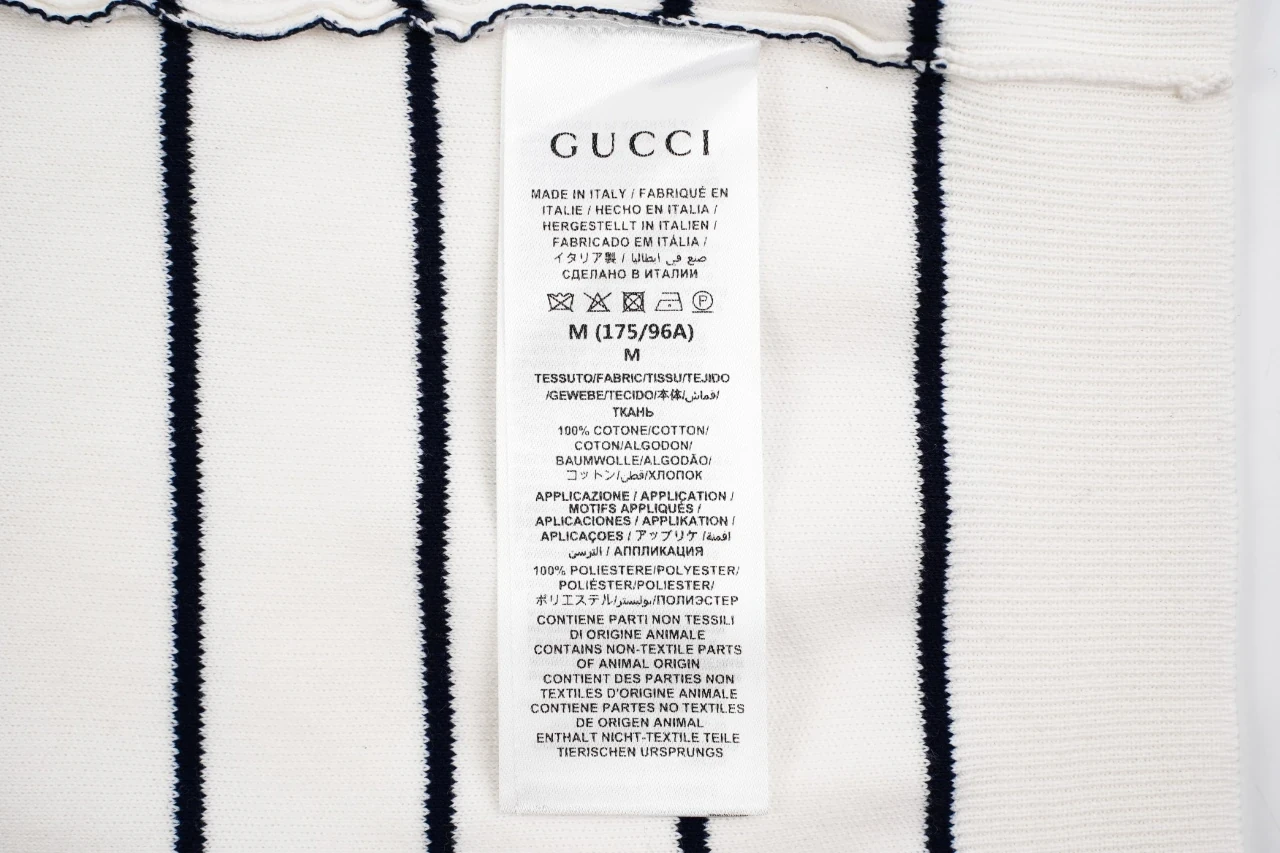 GUCCI Navy White Striped Jacquard Polo Shirt product photo from LabelPicks