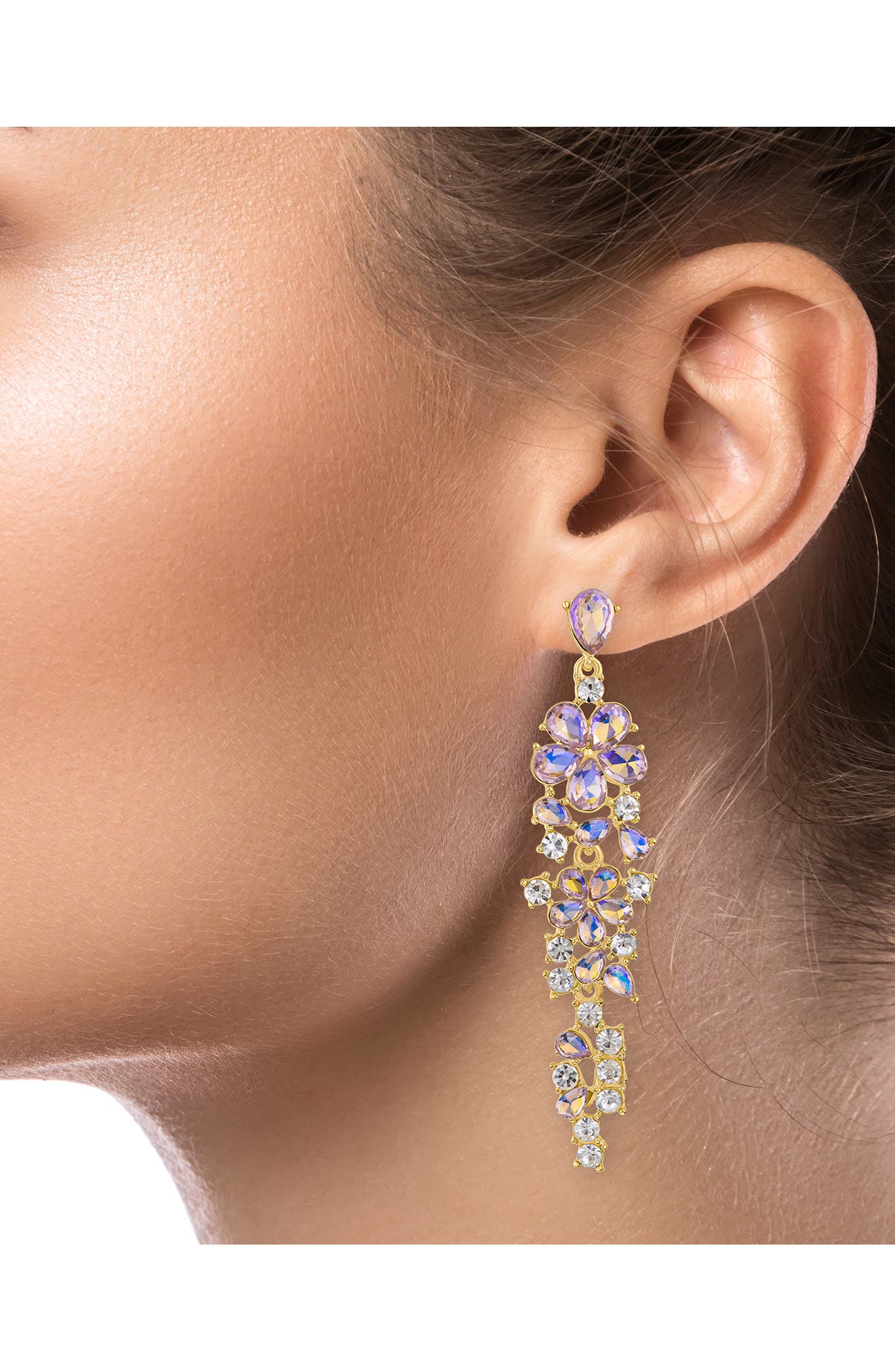 JARDIN Baroque Floral Crystal Drop Earrings