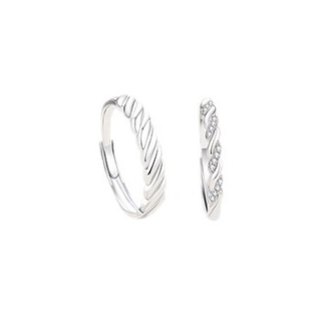 s925 sterling silver, a pair of rings with a romantic and intertwined design, featuring a unique twist pattern, exuding a sophisticated and trendy aesthetic