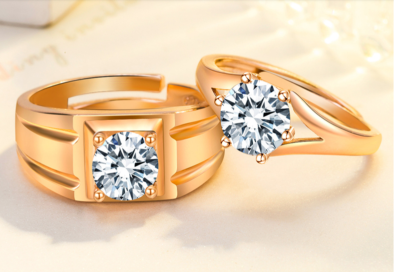 Couple ring Nuzhen diamond proposal opening man pair ring live mouth a pair of wedding gifts