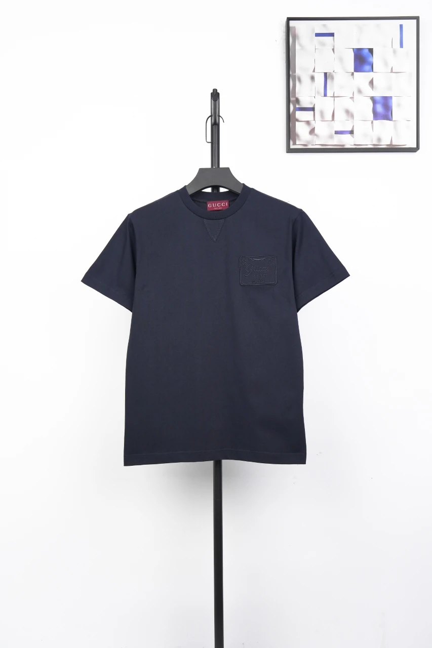GUCCI Navy Pocket Embroidered Crewneck T-Shirt product photo from LabelPicks