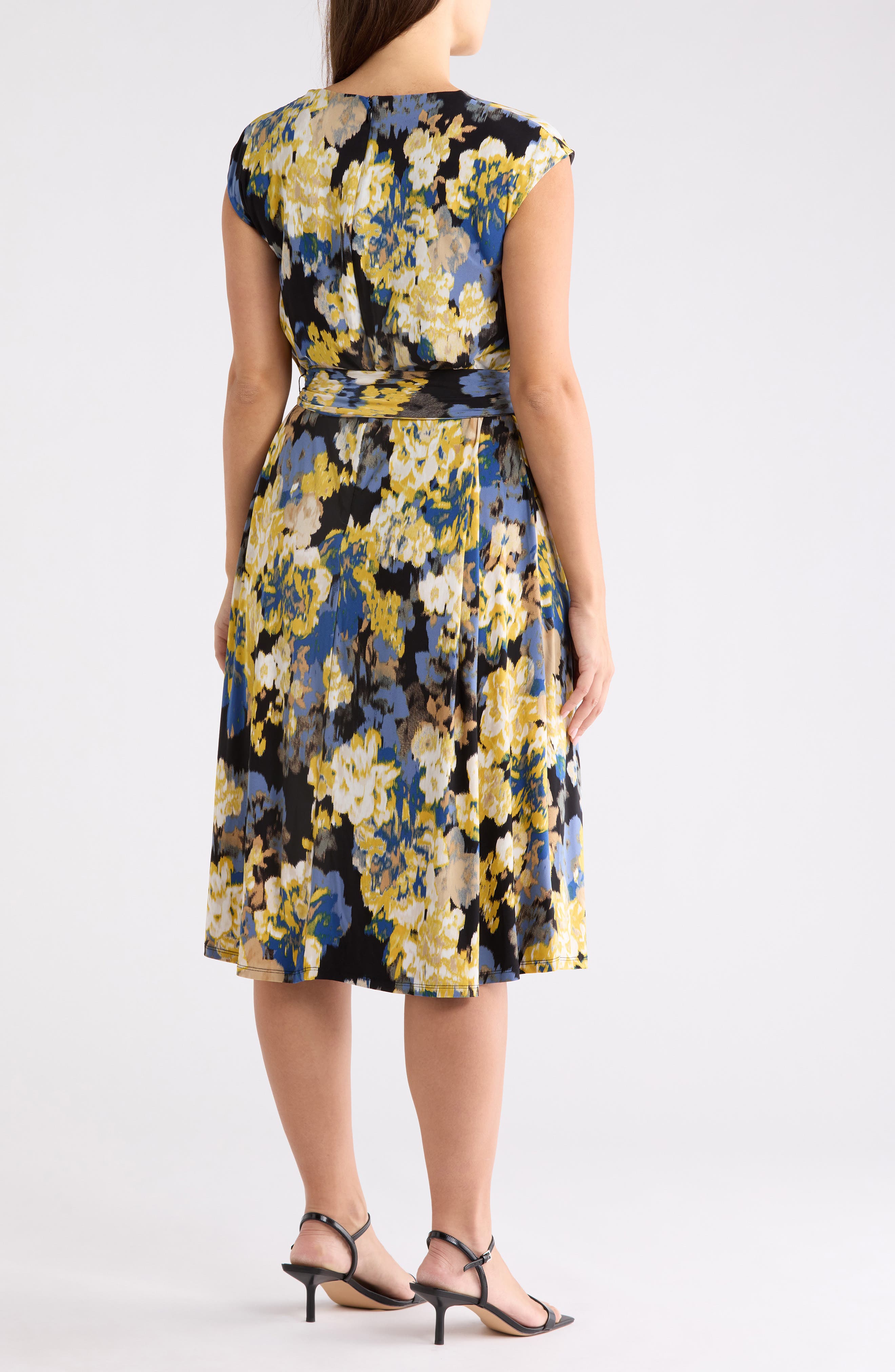 KASPER Floral Cowl Neck Sleeveless Fit & Flare Dress