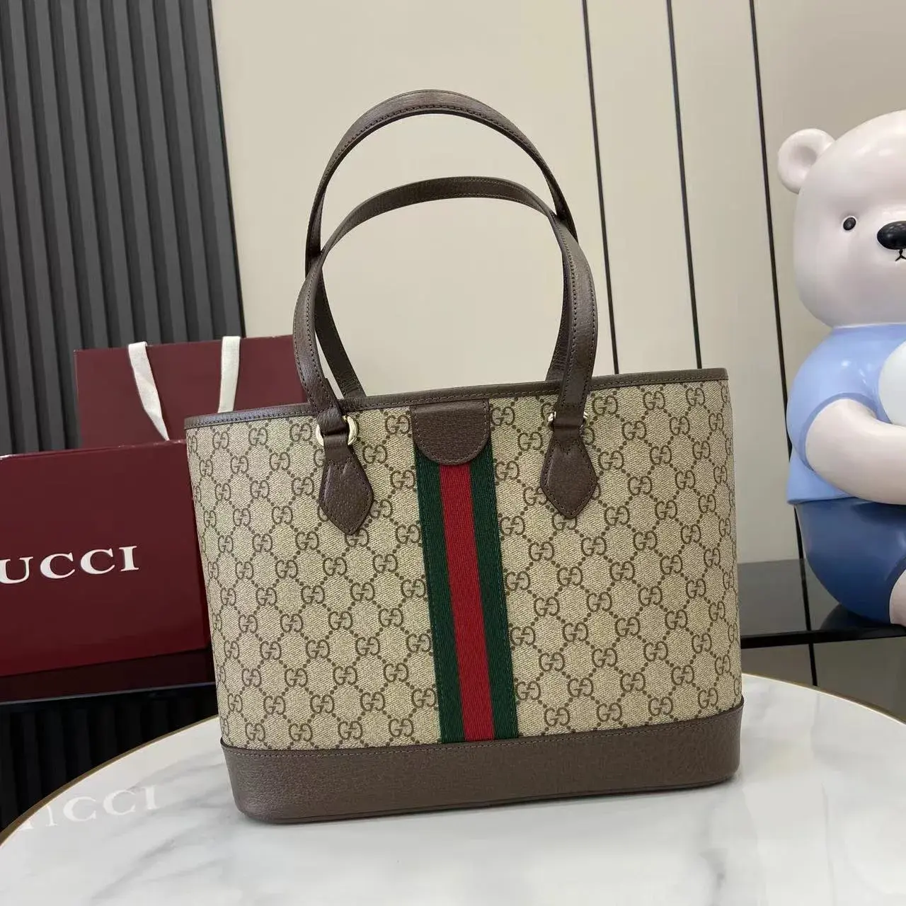 Gucci Ophidia Brown GG Supreme Canvas Tote Bag product photo from LabelPicks