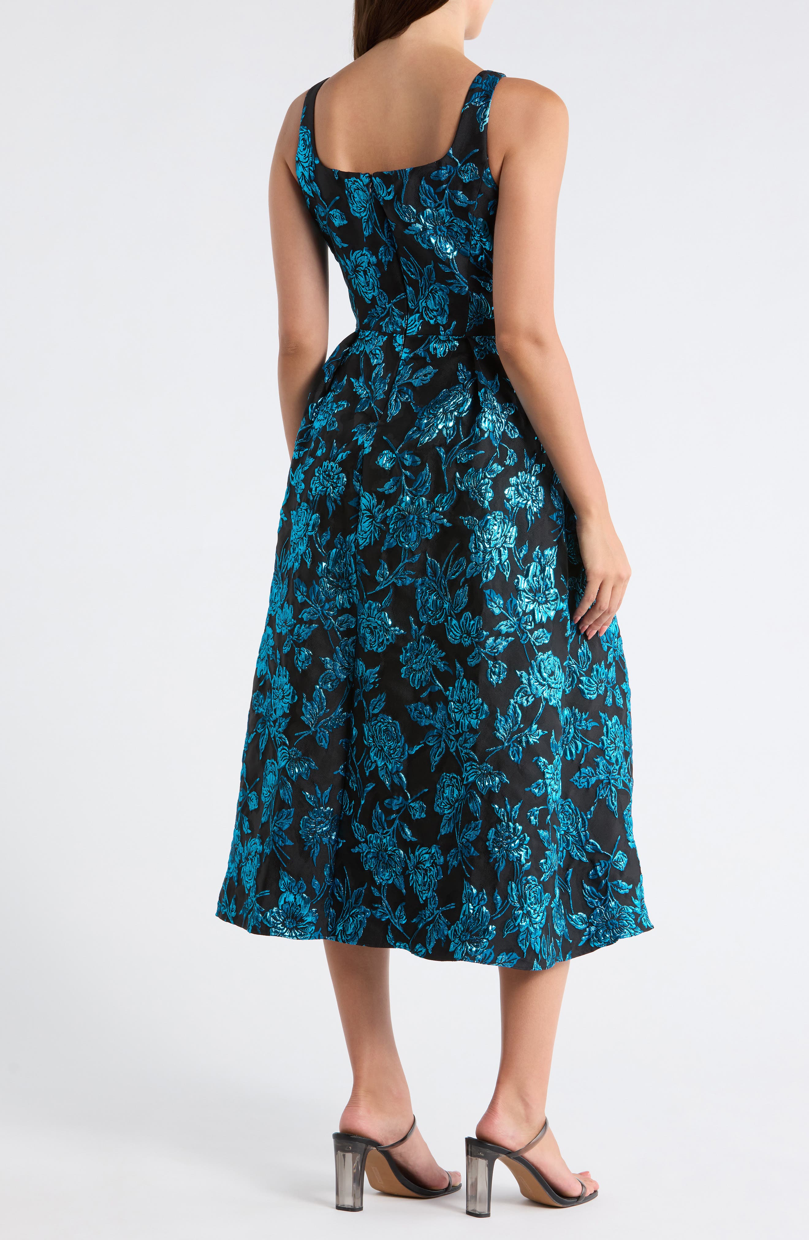Julia Jordan Floral Square Neck Evening Maxi Dress