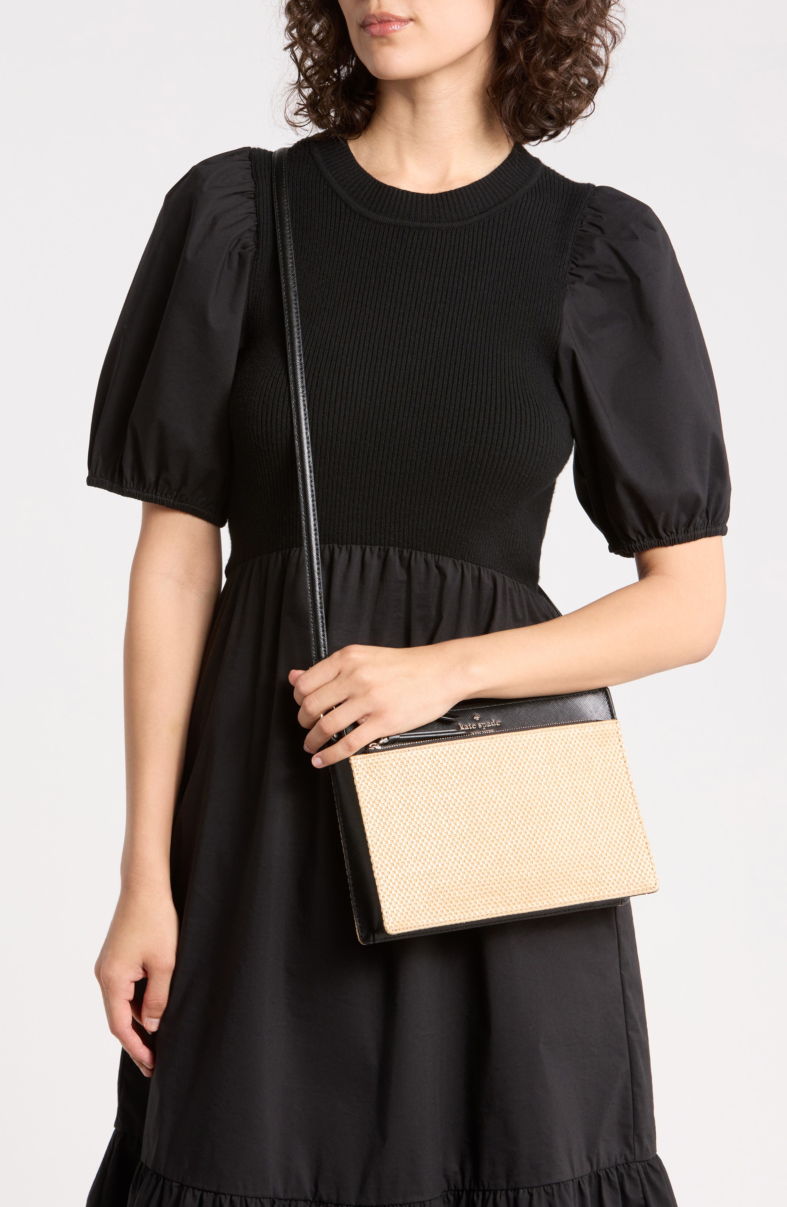 Kate Spade New York cameron straw crossbody bag