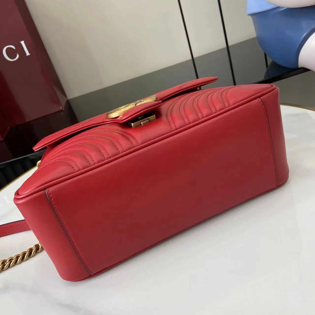 Gucci Red Marmont GG Supreme Canvas Top Handle Bag product photo from LabelPicks