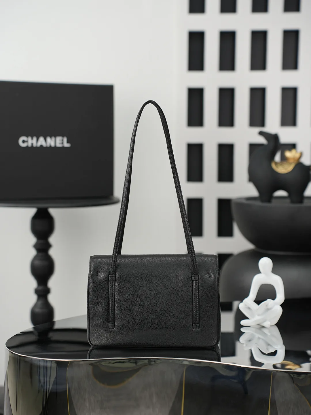 Chanel Black Grained Leather Shoulder Bag product photo from LabelPicks