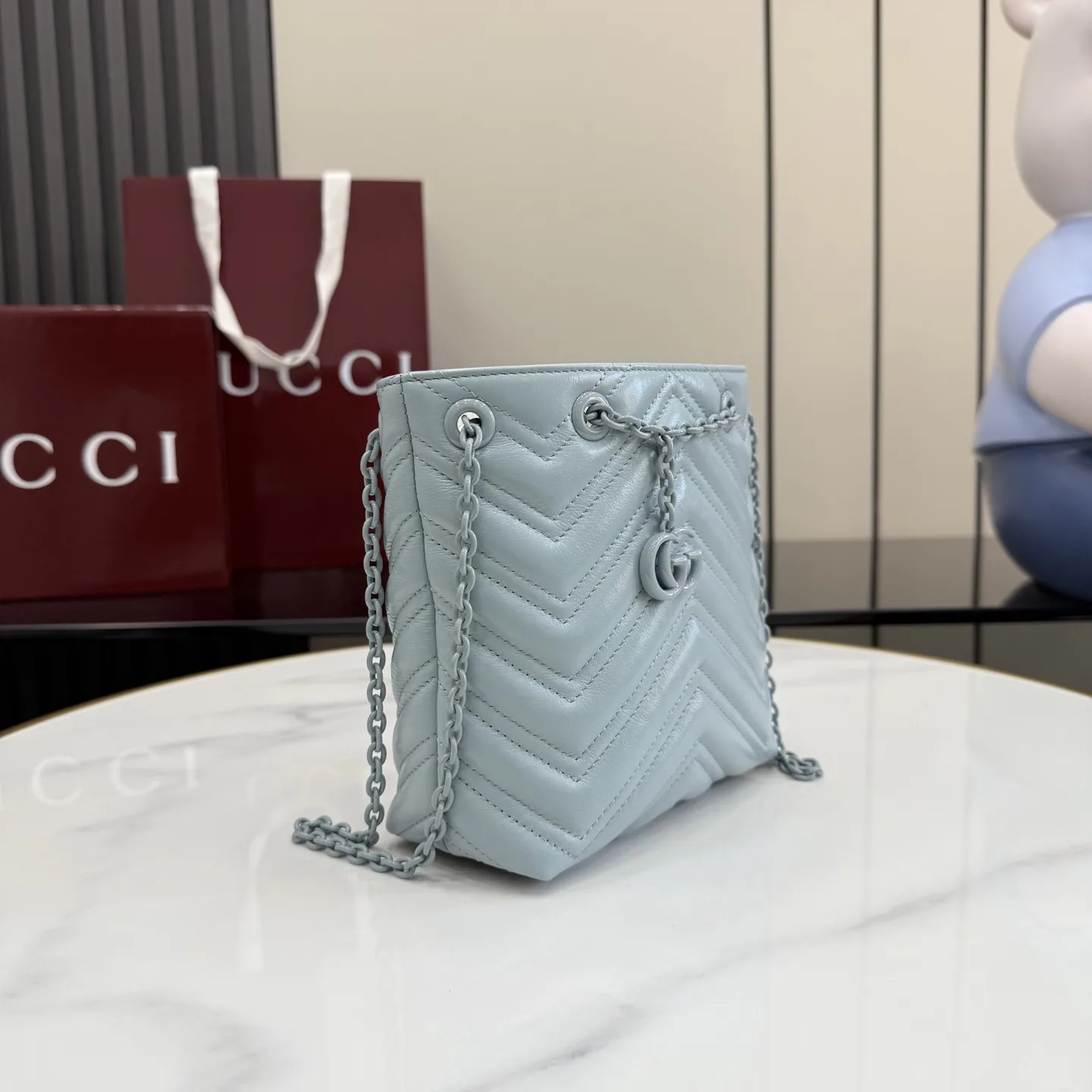 Gucci Marmont Blue GG Supreme Canvas Bucket Bag product photo from LabelPicks
