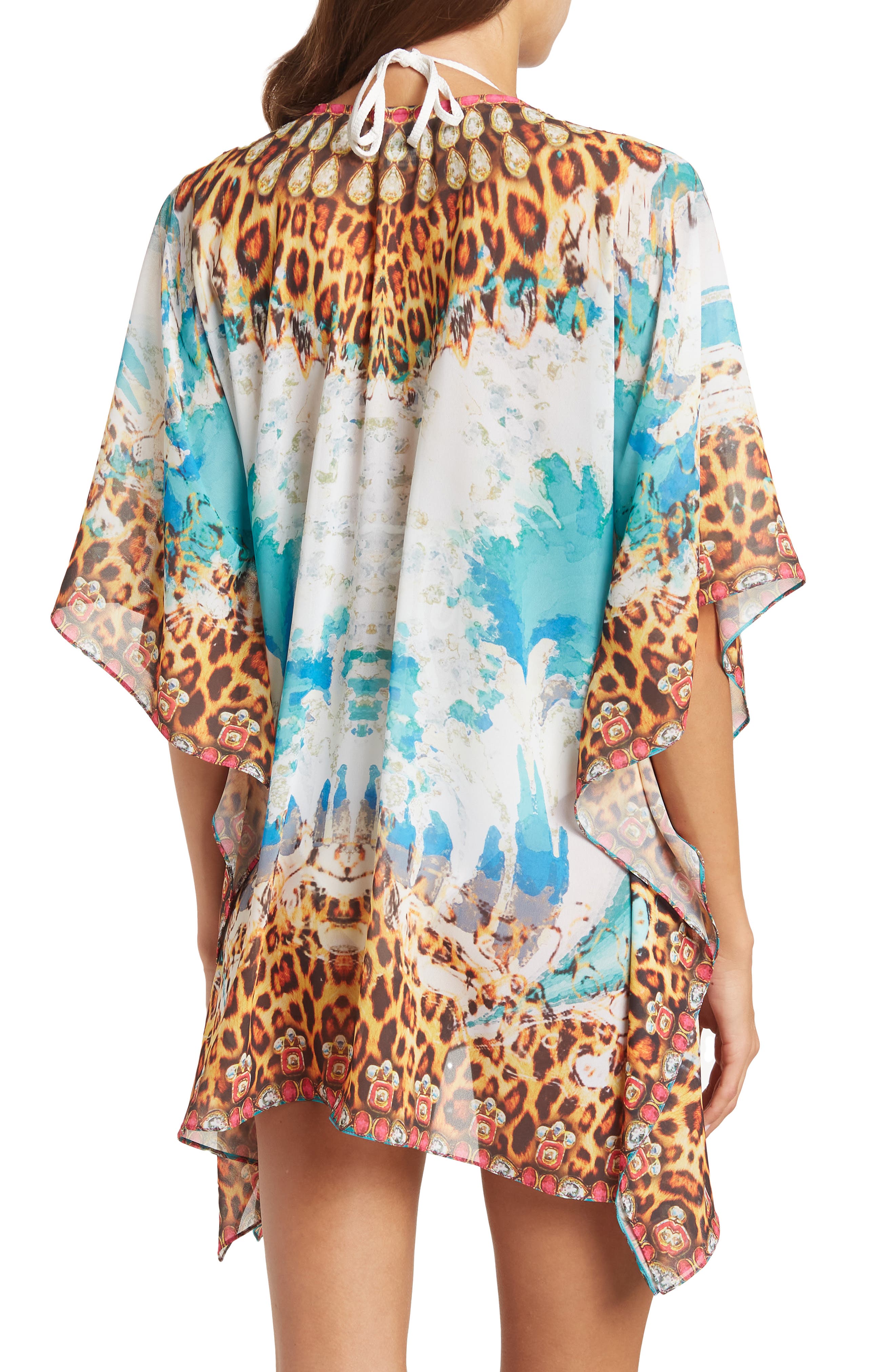 RANEES Lace-Up Printed Ruana