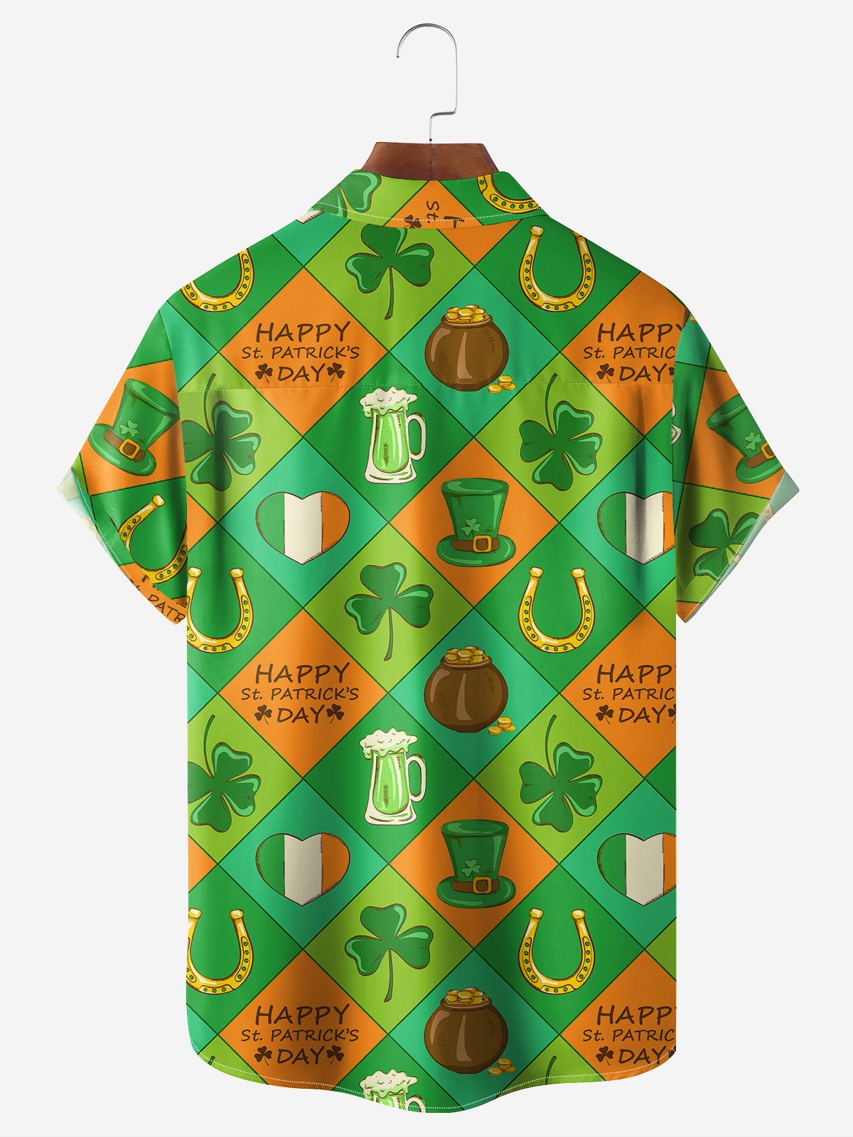St. Patrick's Day Chest Pocket Short Sleeve Casual Shirt