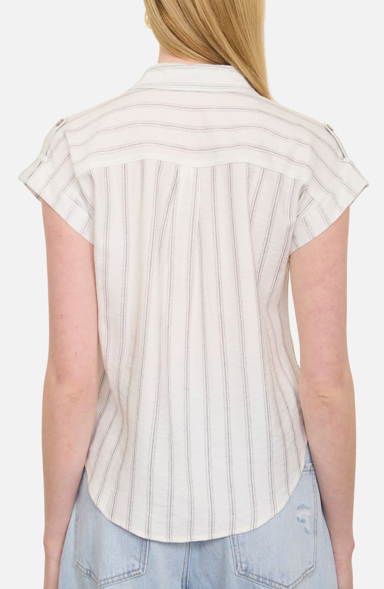Blu Pepper Stripe Short Sleeve Button-Up Shirt