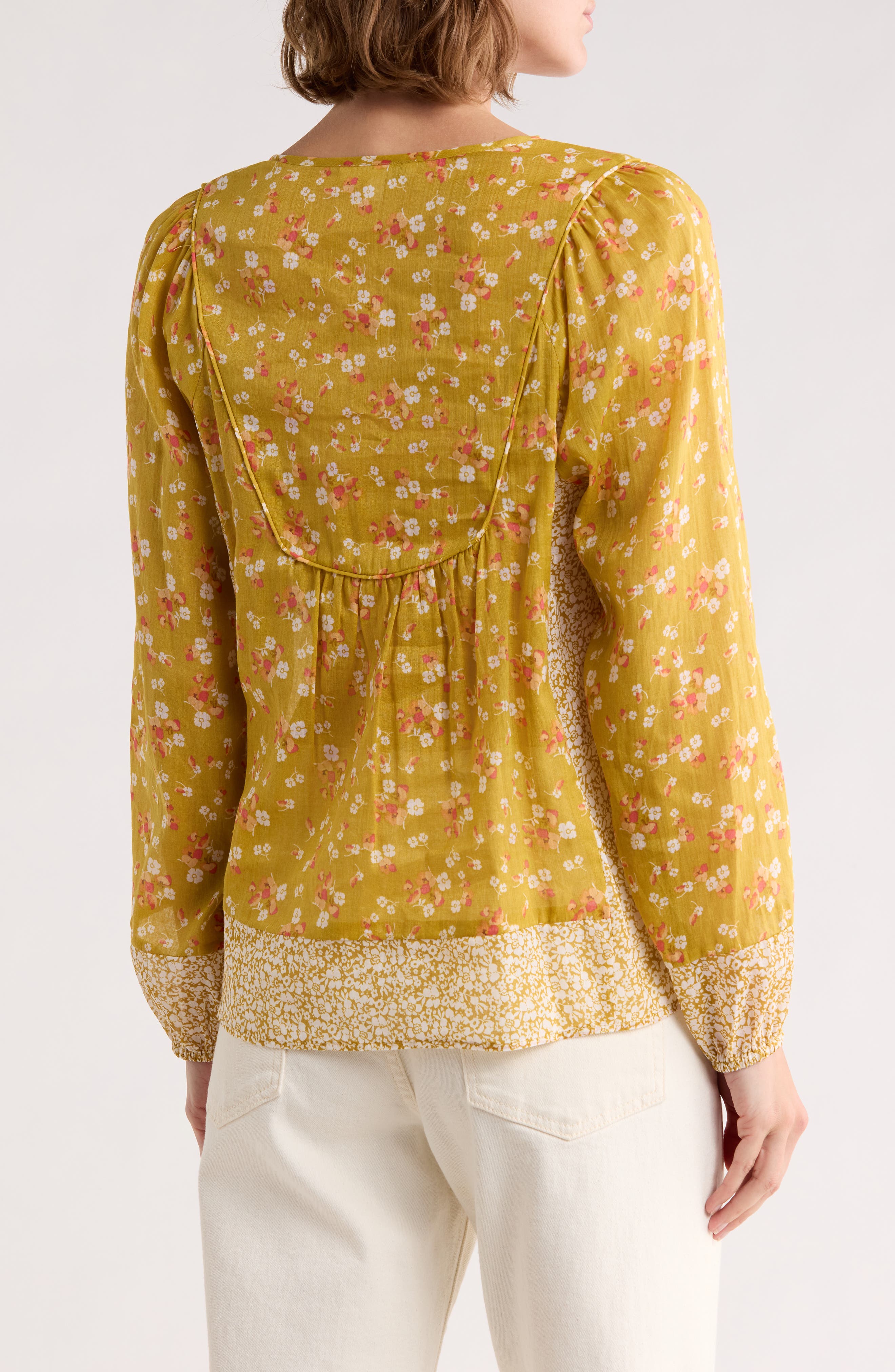 DR2 by Daniel Rainn Floral Print Peasant Top