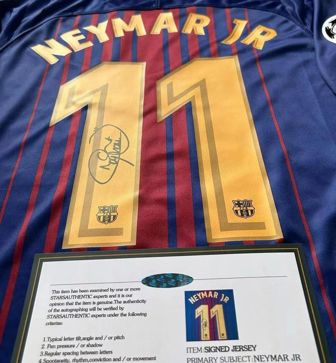 Neymar Jr SIGNED Barcelona LAST 17/18 Home Jersey/Shirt - COA - 2017