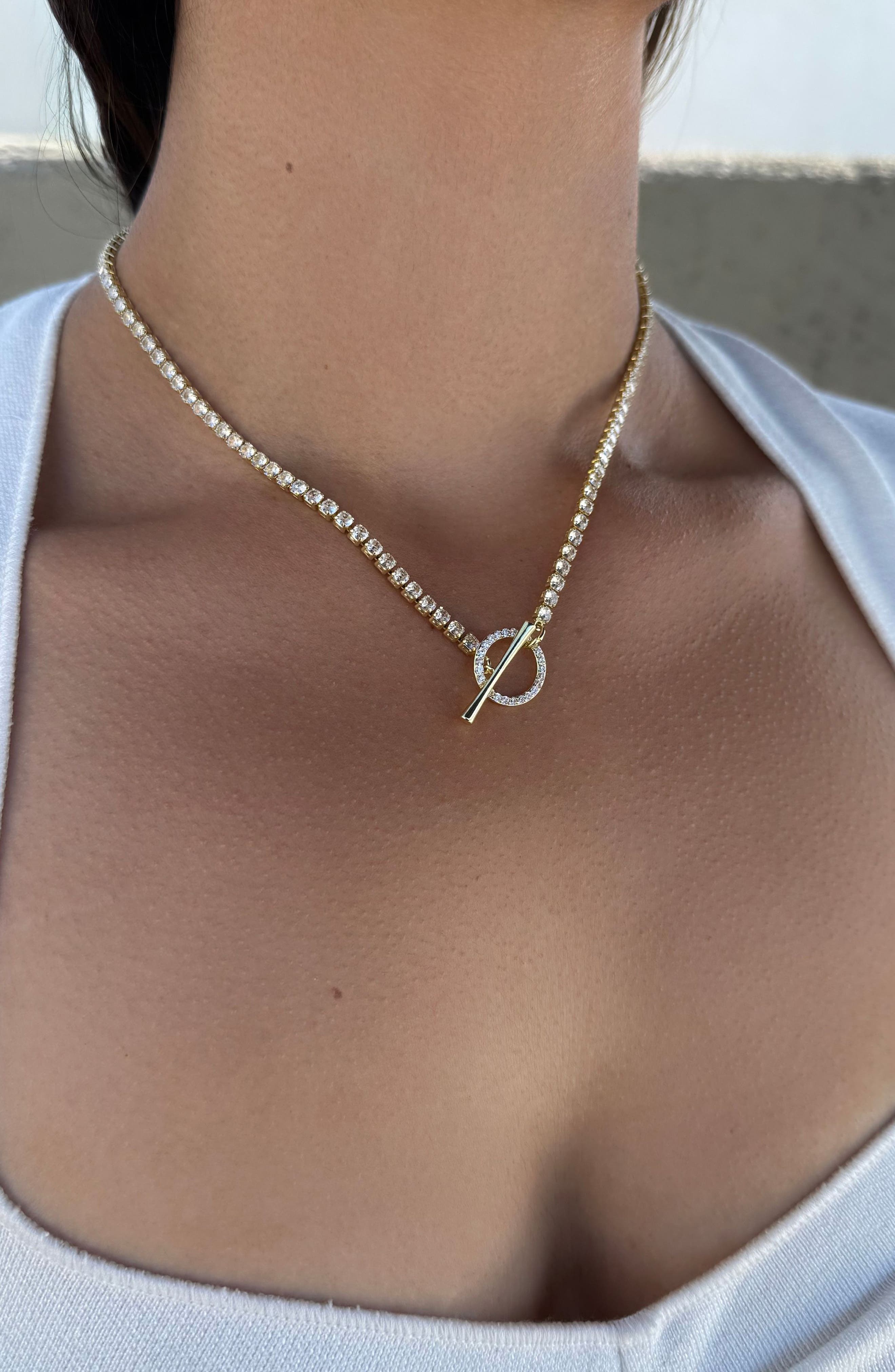 Adornia Crystal Toggle Necklace