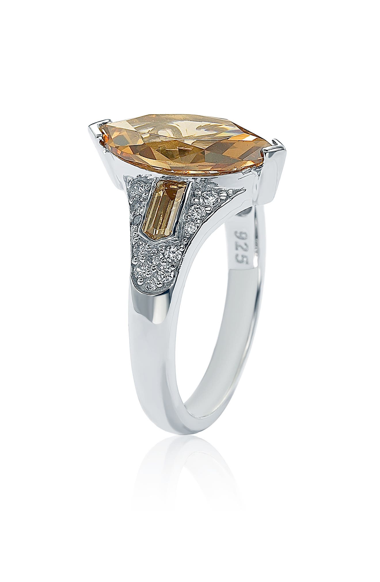 SUZY LEVIAN Sterling Silver Brown CZ Marquise Ring