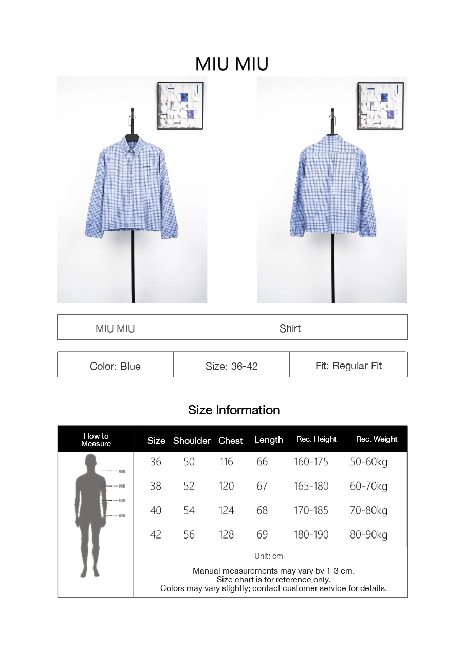 Miu Miu Sky Blue Check Long Sleeve Shirt product photo from LabelPicks