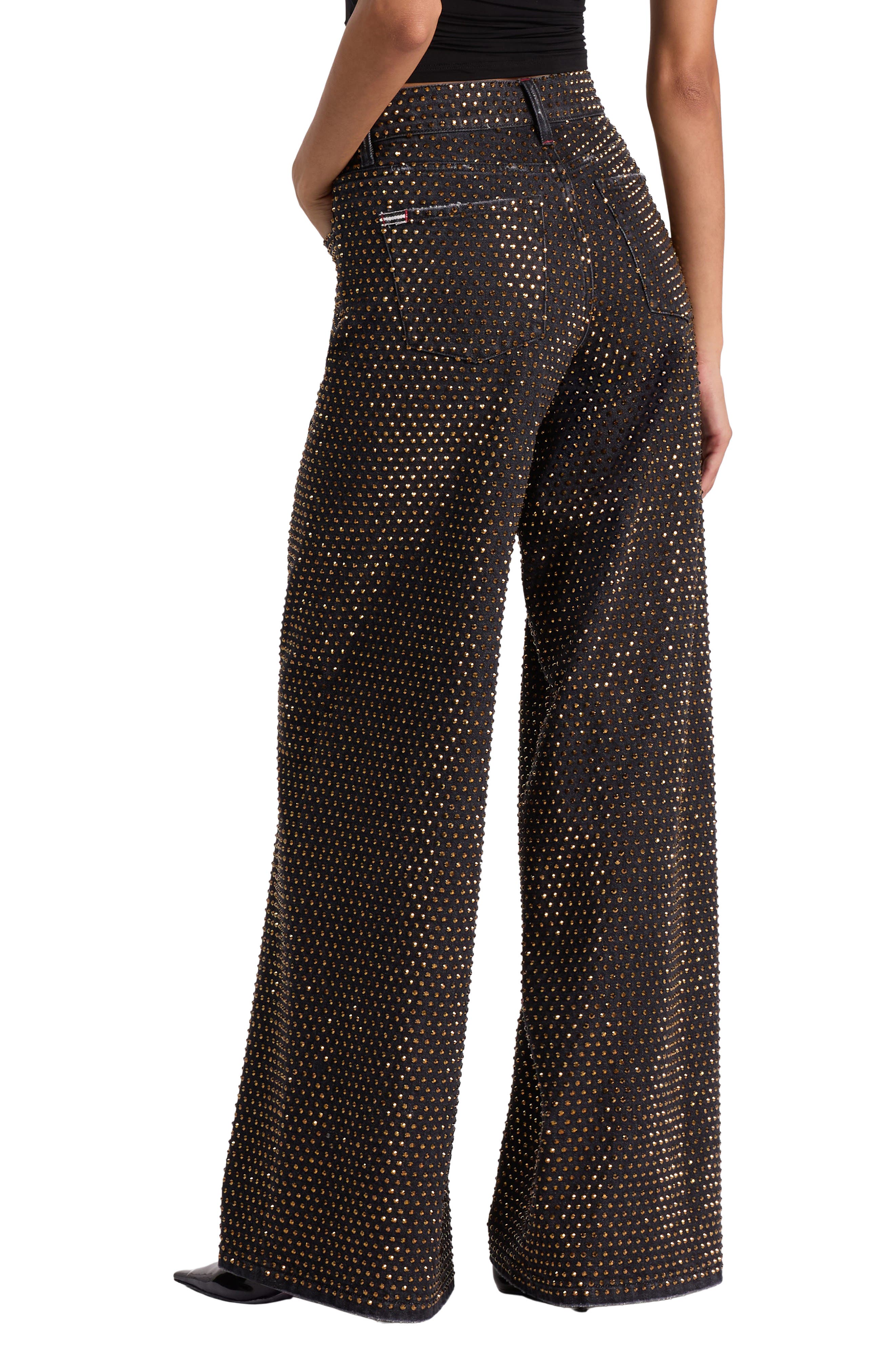 Alice + Olivia Amazing Stud Embellished Baggy Wide Leg Jeans