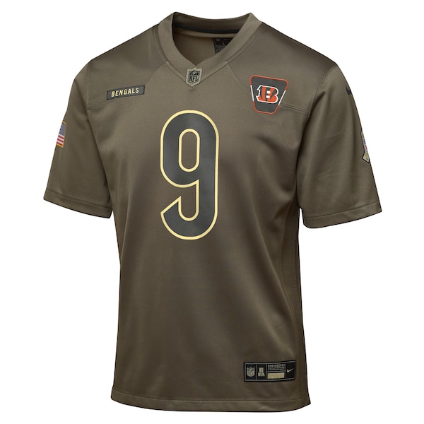 Joe Burrow Cincinnati Bengals Nike Youth 2025 Salute to Service Game Jersey - Olive
