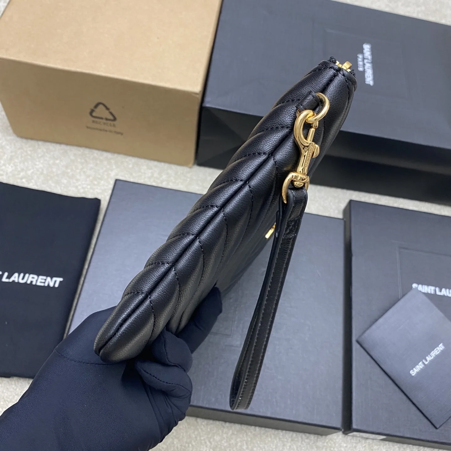 Saint Laurent Black Quilted Leather Clutch product photo from LabelPicks