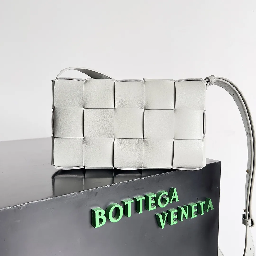Bottega Veneta Cassette Grey Intrecciato Woven Leather Shoulder Bag product photo from LabelPicks