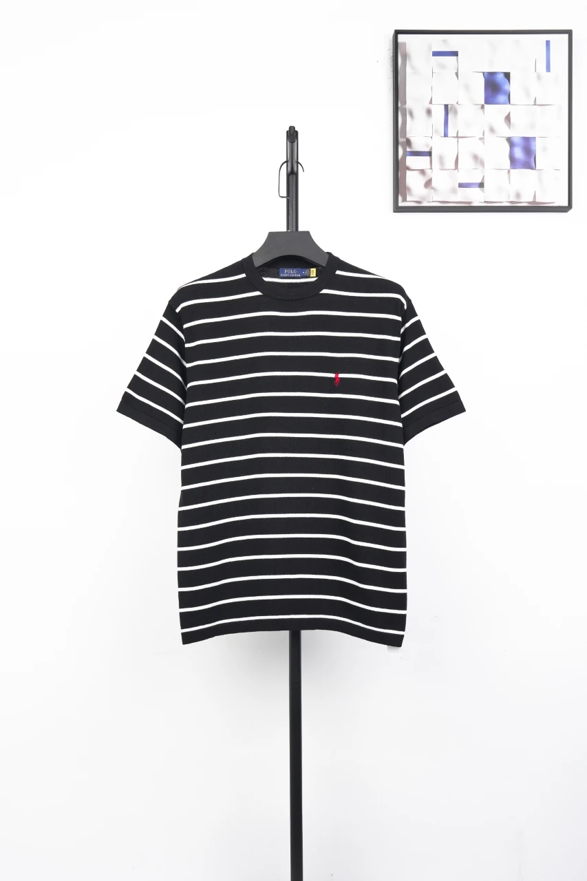 Ralph Lauren Black Stripe Pony Embroidered Knit T-Shirt product photo from LabelPicks
