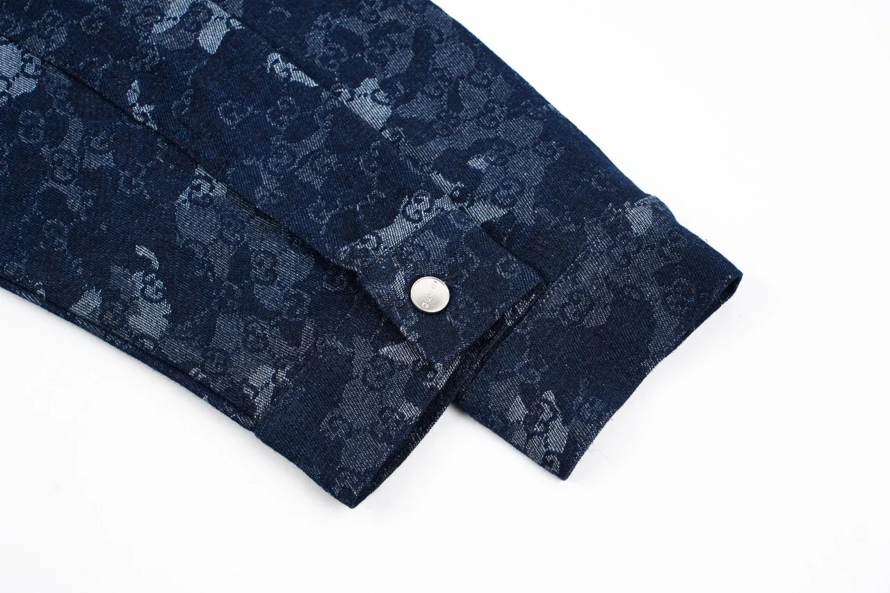 GUCCI Blue White Marble GG Denim Zip Jacket product photo from LabelPicks