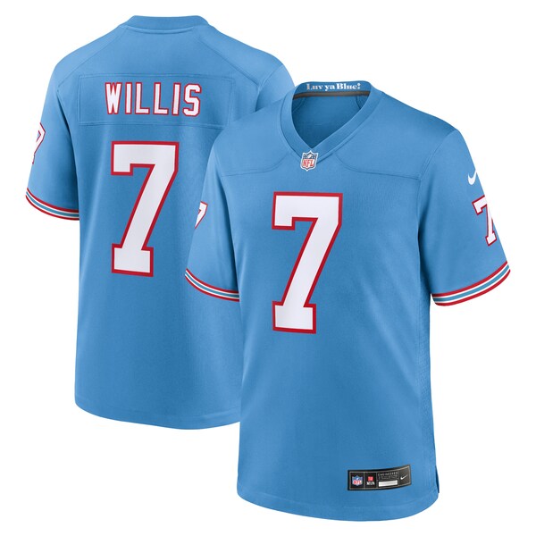 Malik Willis Tennessee Titans Nike Oilers Throwback Alternate Game Player Jersey - Light Blue/Navy