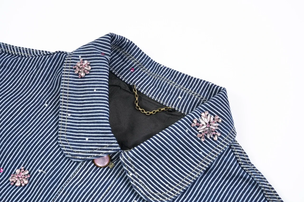 Louis Vuitton Blue Sakura Embroidered Stripe Denim Jacket product photo from LabelPicks