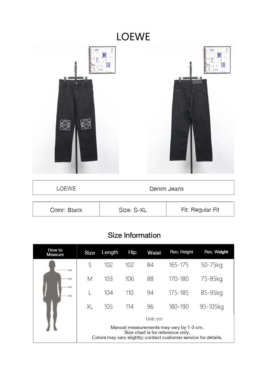 LOEWE Black Denim Jeans with Knee Anagram Detail product photo from LabelPicks