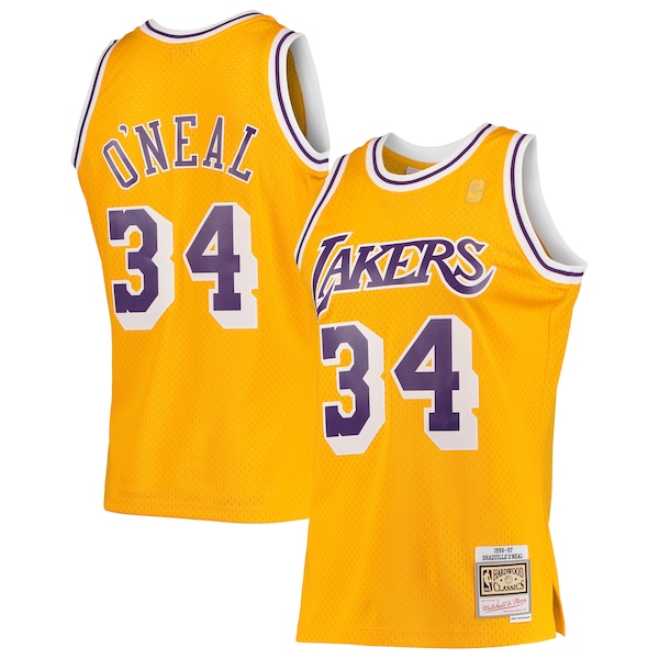 Shaquille O'Neal Los Angeles Lakers  1996/97 Hardwood Classics Swingman Jersey - Gold/Purple/Royal