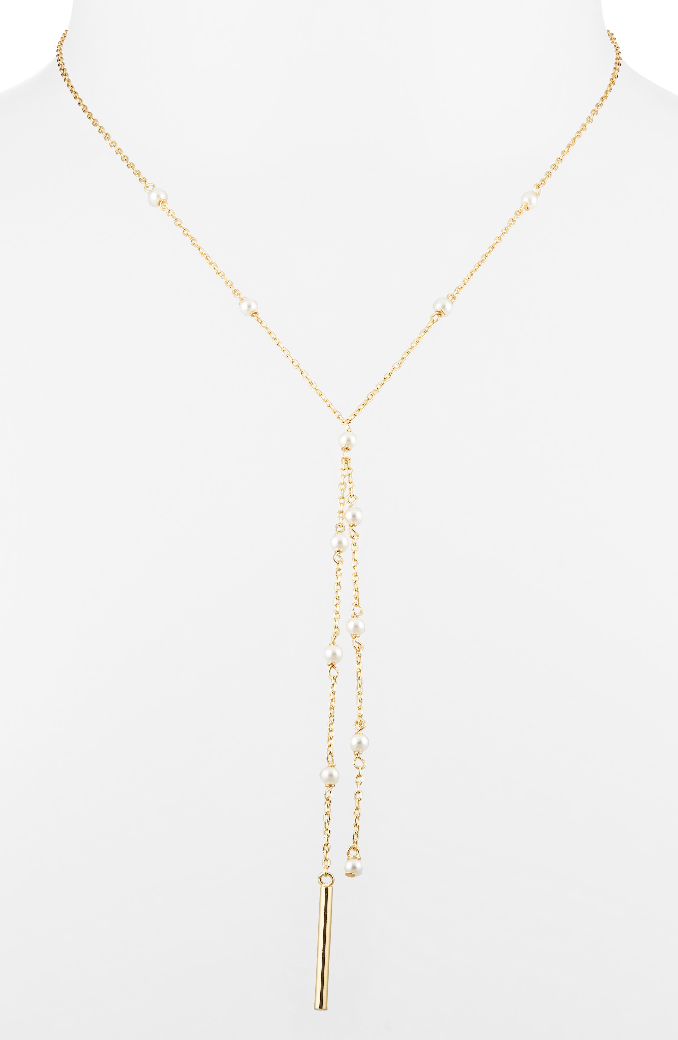 Nordstrom Faux Pearl Station Demi Fine Y-Necklace
