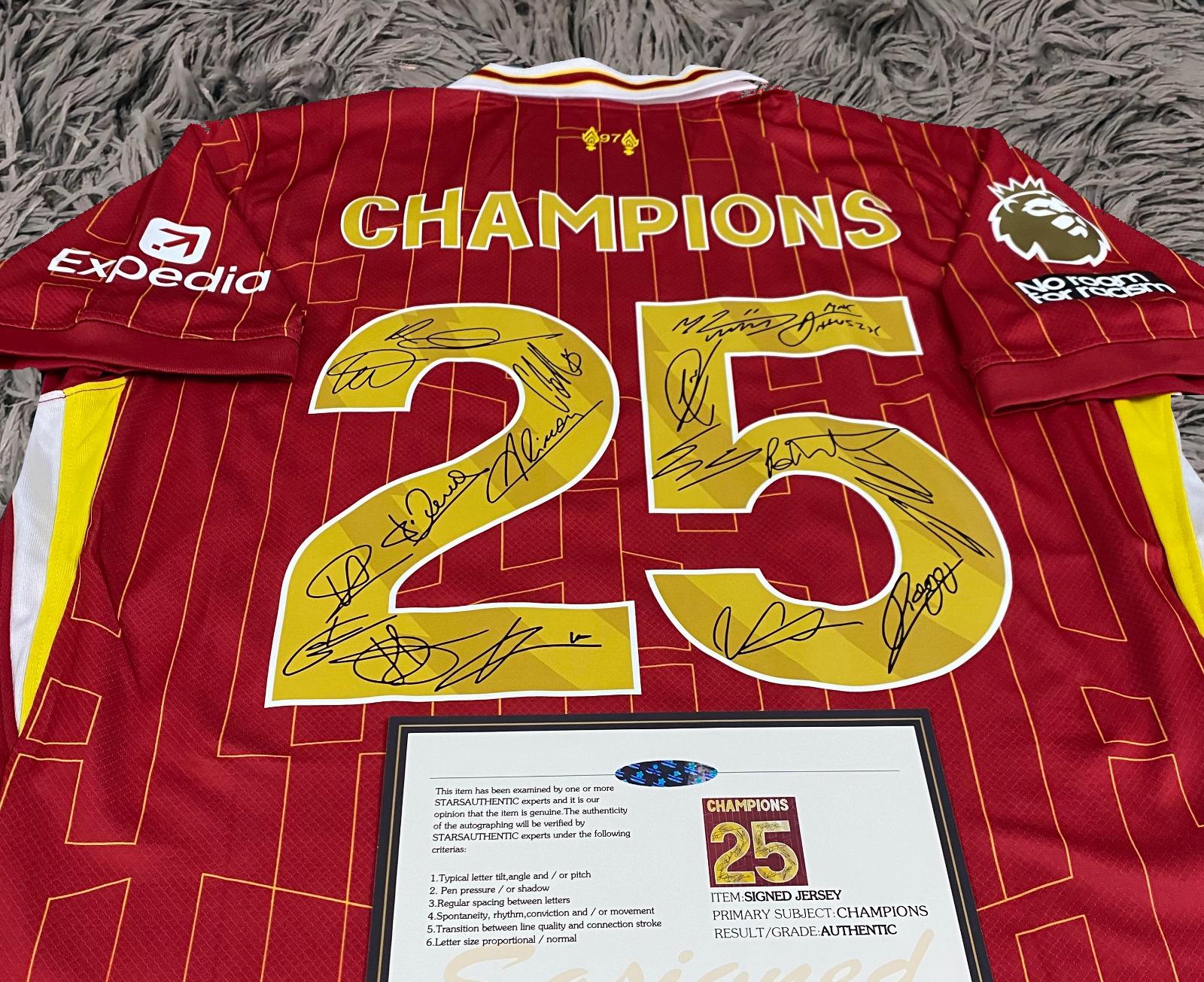 Liverpool FULL 2024 SIGNED Champions Team Squad Signature Jersey/Shirt + COA 24/25