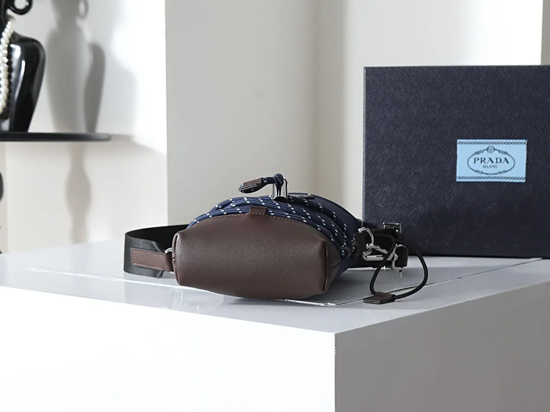 Prada Blue Woven Leather Bucket Bag product photo from LabelPicks
