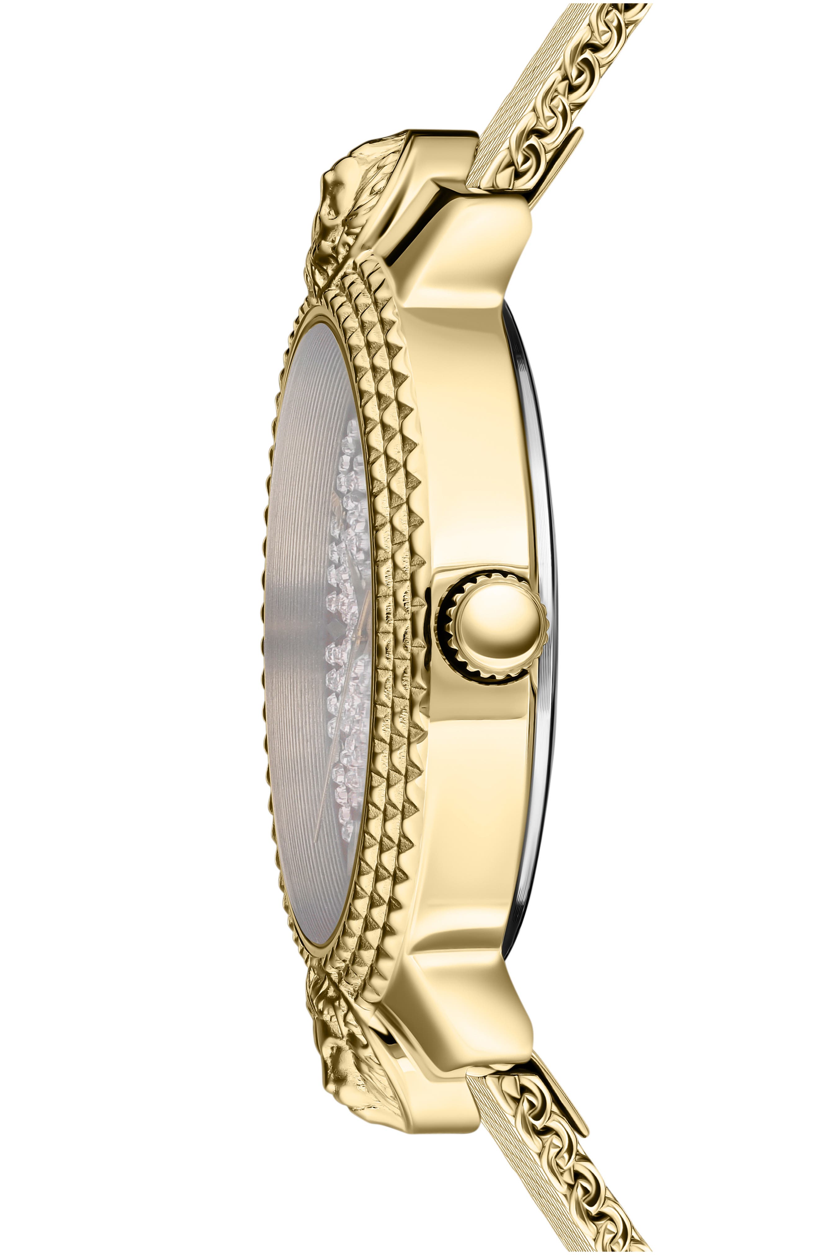 VERSUS Versace Mouffetard Swarovski Crystal Embellished Mesh Strap Watch, 38mm