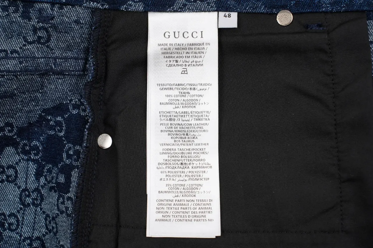 GUCCI Blue White Marble GG Denim Pants product photo from LabelPicks