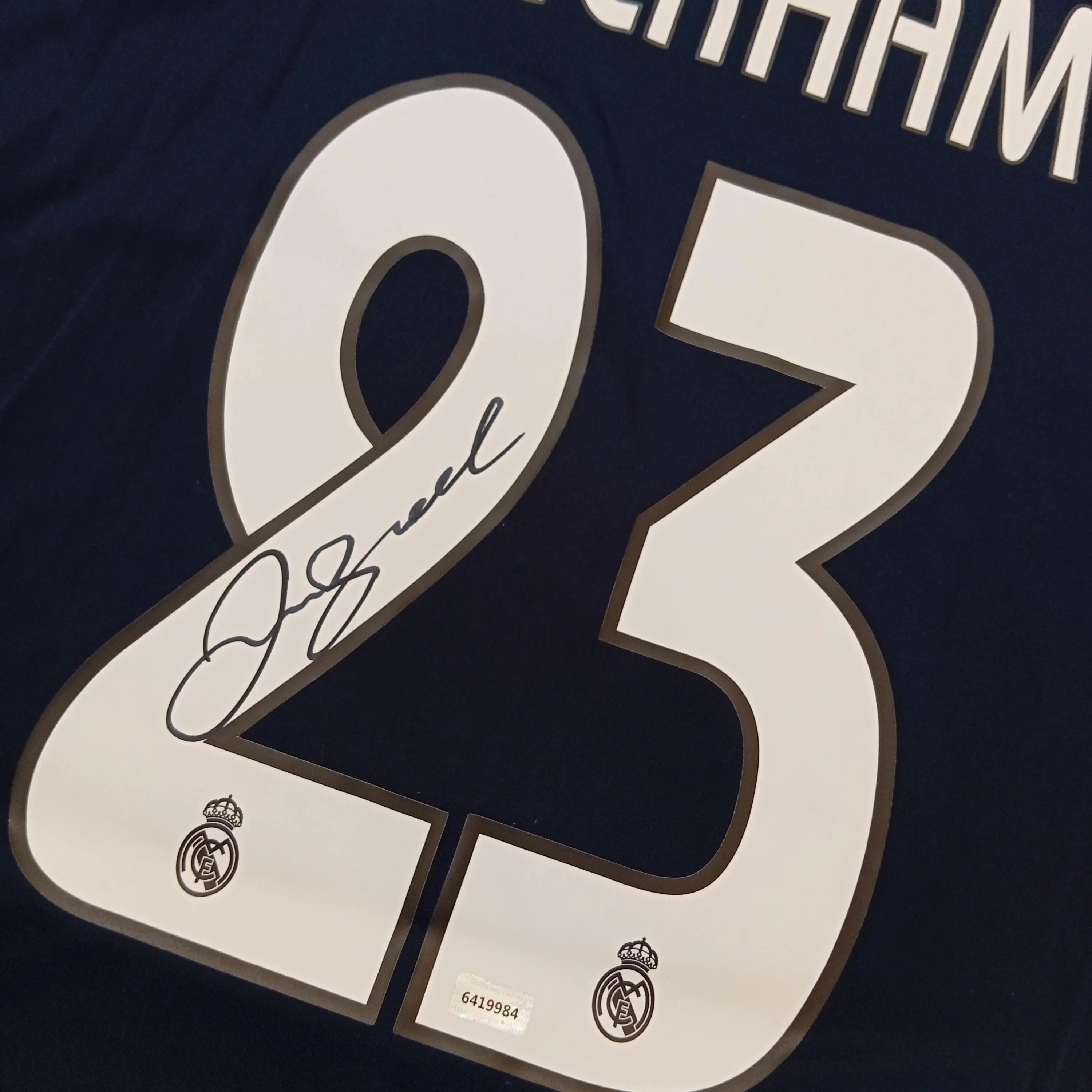 David Beckham Signed Autographed Real Madrid FC Football T-Shirt With COA