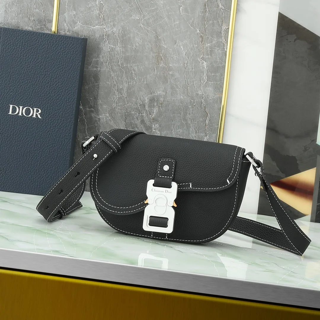 Dior Saddle Black Grained Leather Saddle Bag product photo from LabelPicks