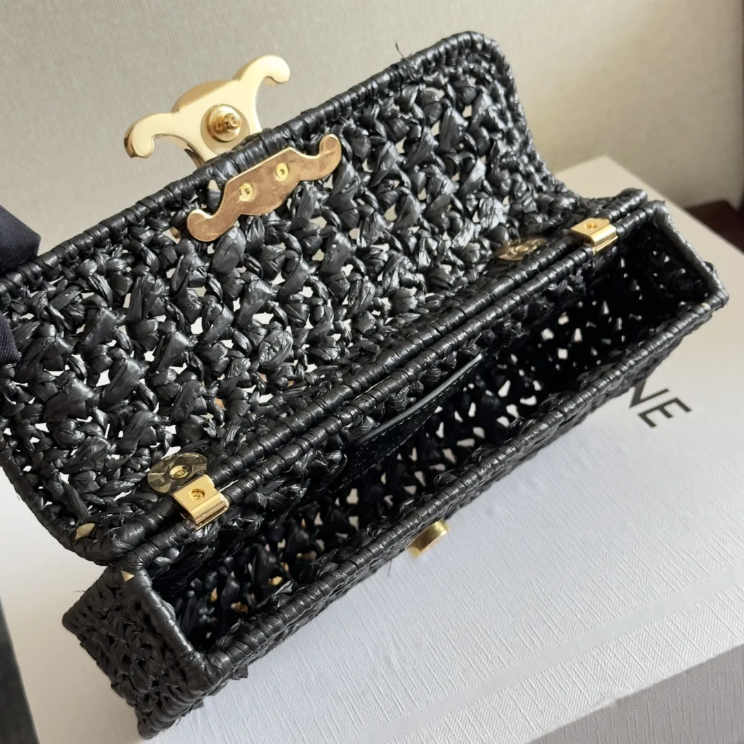 Celine Straw Woven Triomphe Shoulder Bag product photo from LabelPicks