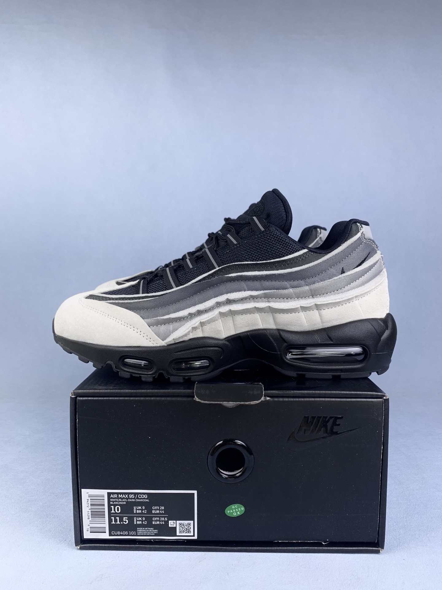 Comme des Garçons x Nike Air Max 95 “Grey” - White/Dark Charcoal/Light Graphite/Black