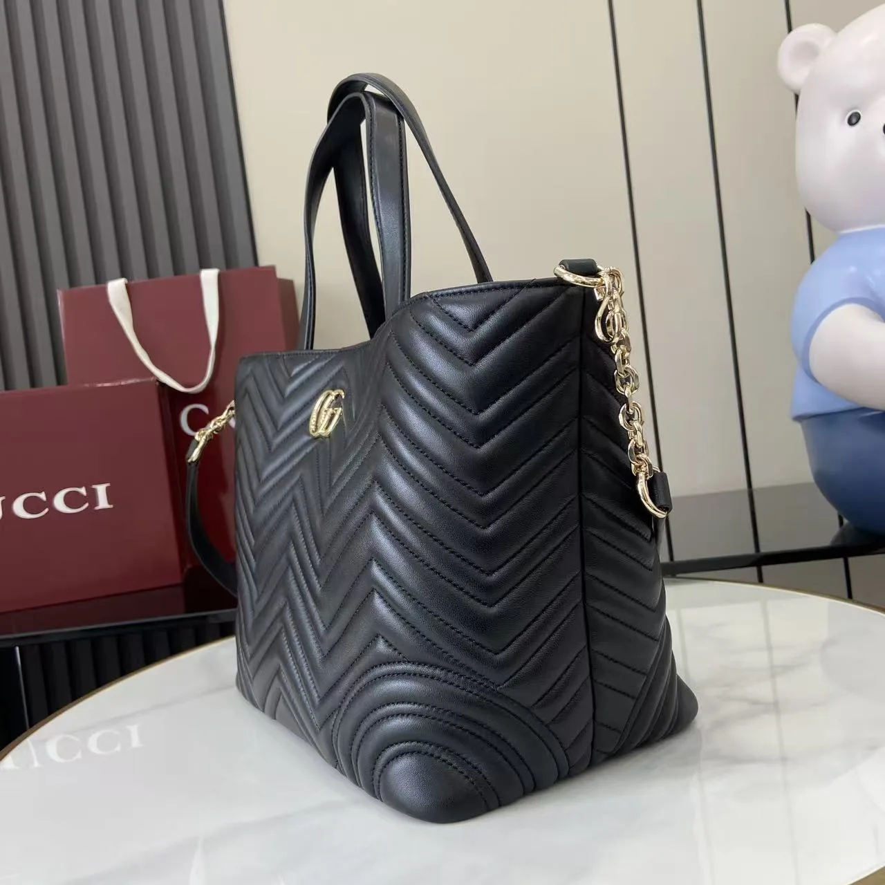 Gucci Marmont Black GG Supreme Canvas Tote Bag product photo from LabelPicks
