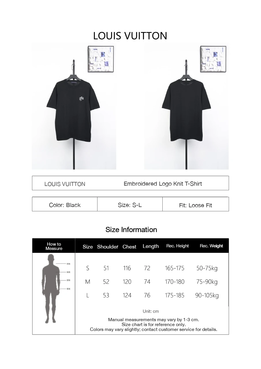 Louis Vuitton Black Pin Letter Embroidered Knit T-Shirt product photo from LabelPicks