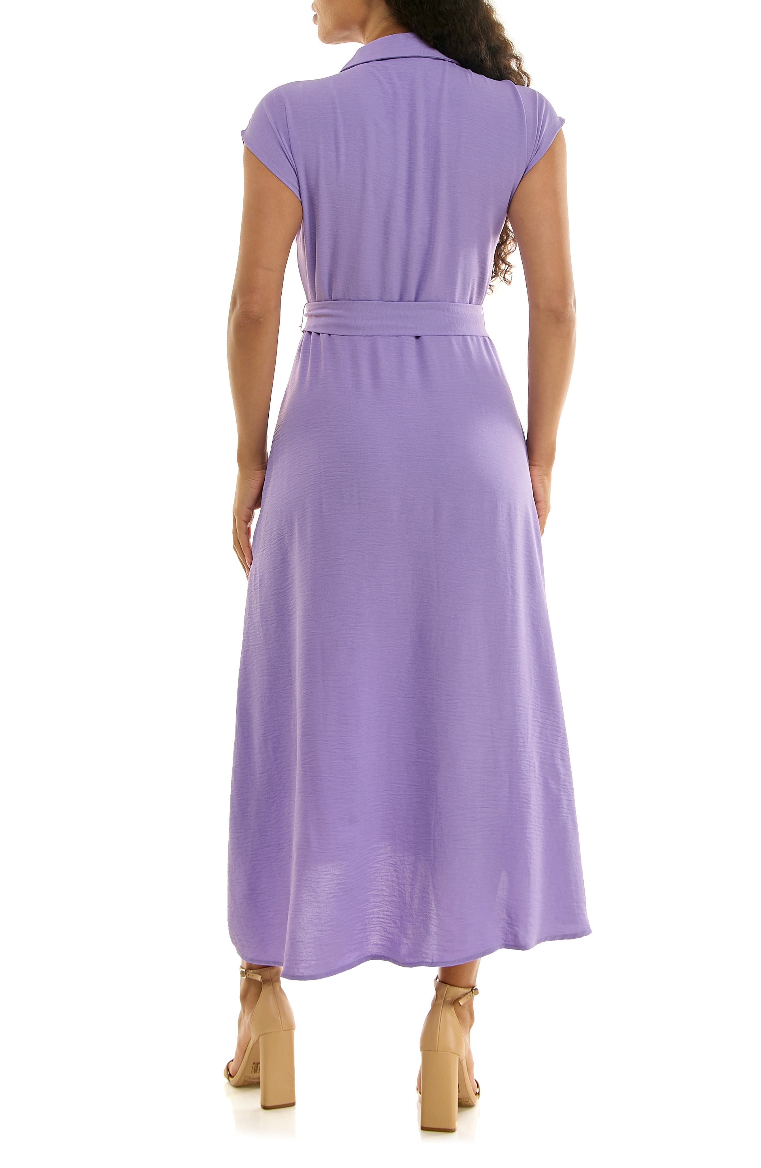 Nina Leonard Tie Waist Midi Shirtdress